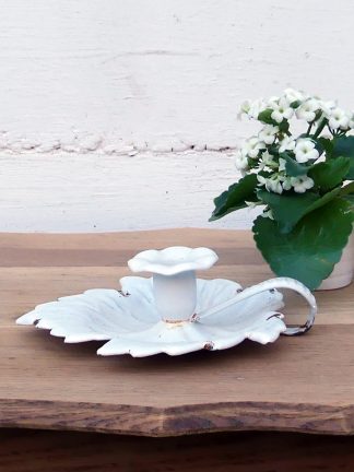 Brocante emaille kandelaar (blaker)